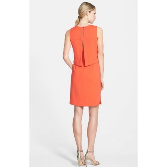 Eliza J Coral Red Mini Crepe Popover Dress Plus Size 16W - Picture 8 of 8